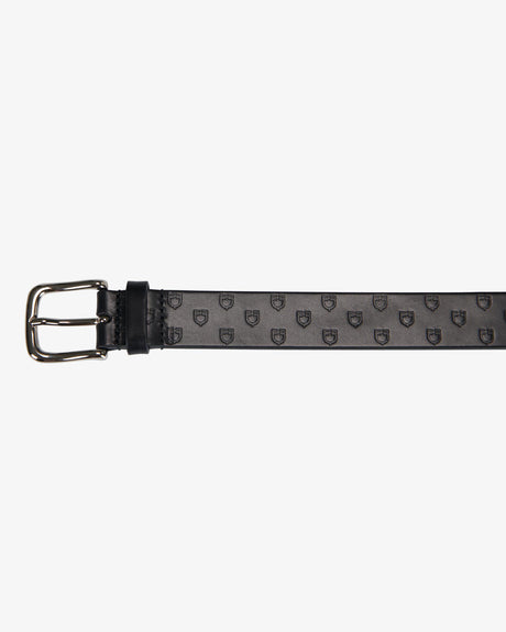 Equestro Leather Belt With Logo #colour_black-silver