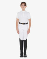 Equestro Girls' Slim Fit Competition Polo Shirt With Perforated Fabric #colour_white