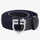 Equestro Leather Elastic Belt With Logoed Buckle #colour_blue-silver