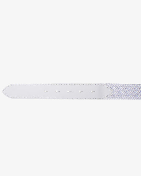Equestro Leather Elastic Belt With Logoed Buckle #colour_white-gold