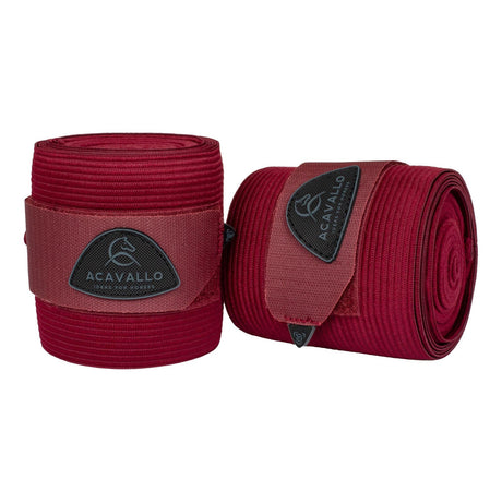 Acavallo Elasticated Exercise Bandages Fleece #colour_burgundy