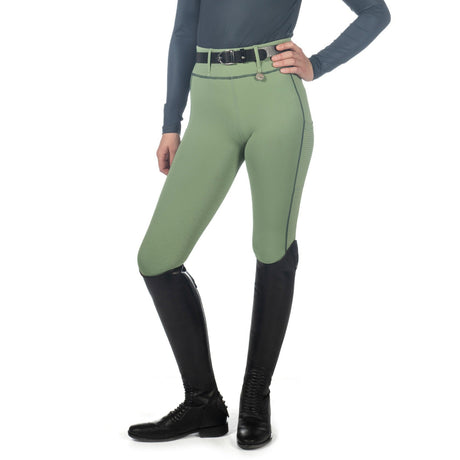 HKM Ladies Silicone Full Seat Riding Tights -Juna- #colour_jade-green