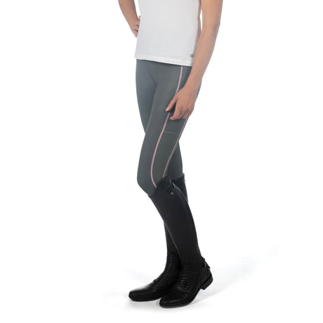 HKM Ladies Silicone Full Seat Riding Tights -Juna- #colour_grey-green