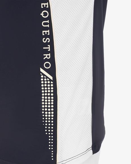 Equestro Men's Slim Fit Polo Shirt In Technical Fabric With Piping #colour_blue-white