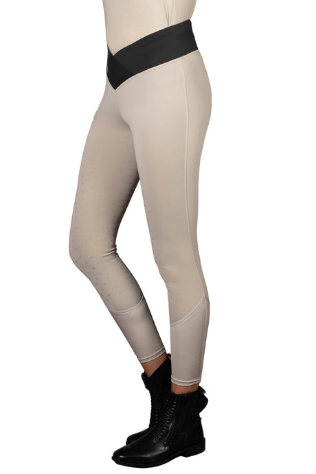 HKM Ladies Silicone Full Seat Riding Leggings -Limone- #colour_grey-beige
