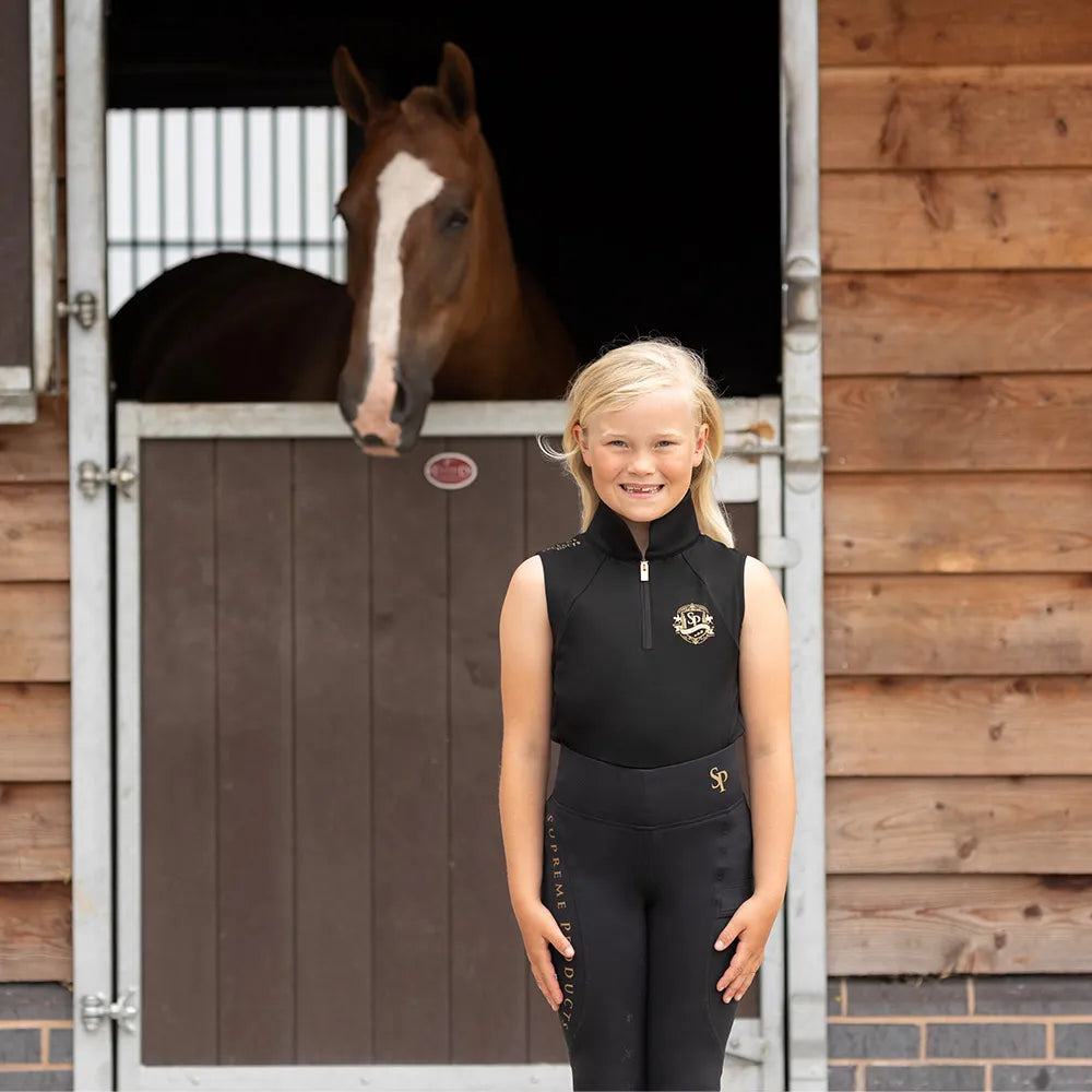 Supreme Products Junior Show Rider Sleeveless Top #colour_black-gold