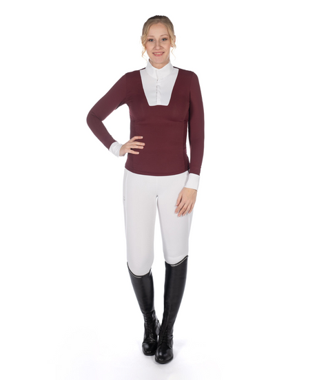 HKM Women's Long Sleeve Competition Shirt -Virginia- #colour_bordeaux