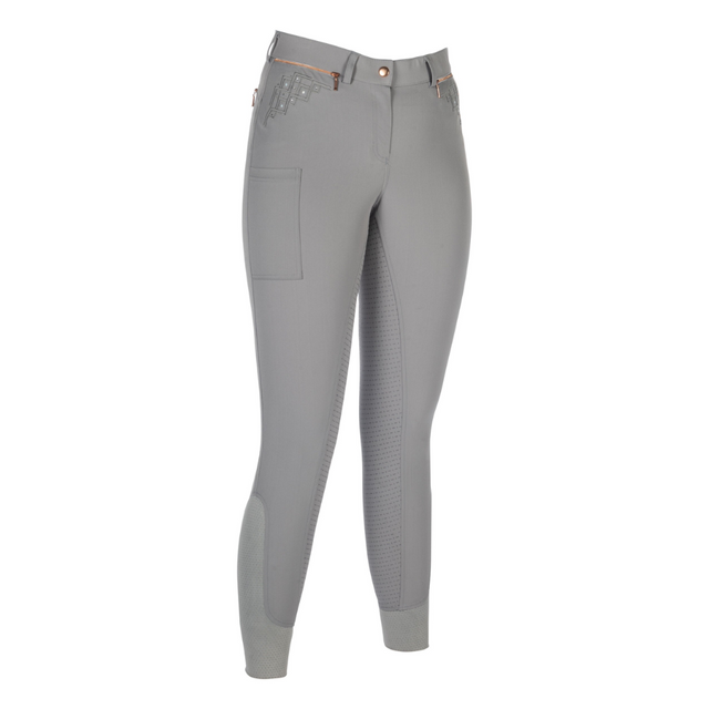 HKM Silicone Full Seat Riding Breeches -Rosegold Sparkle-. #colour_grey-rose-gold