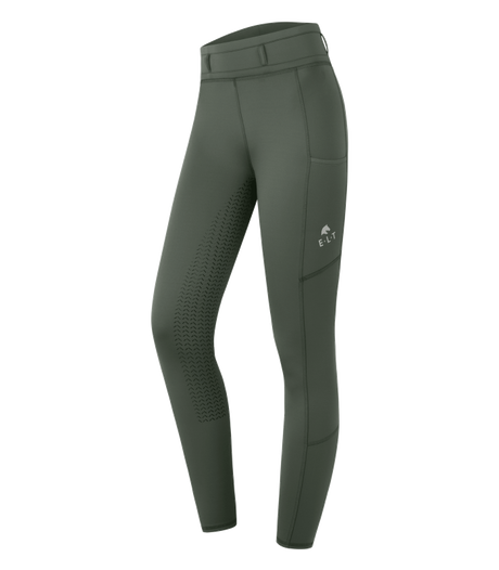 E.L.T Ella Children's Riding Thermal Leggings #colour_dark-olive