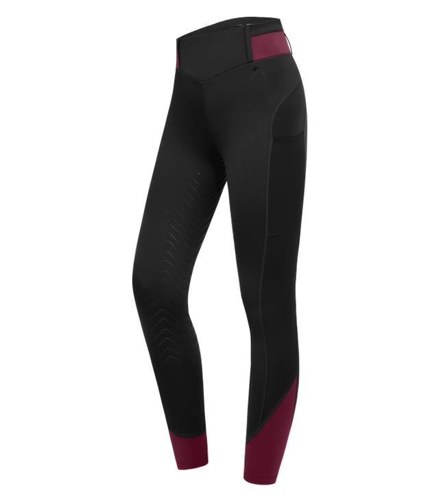 E.L.T Noemi Ladies Riding Leggings #colour_black-velvet-red