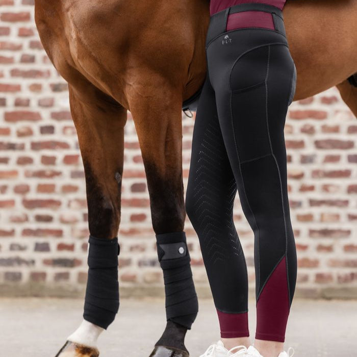 E.L.T Noemi Ladies Riding Leggings #colour_black-velvet-red