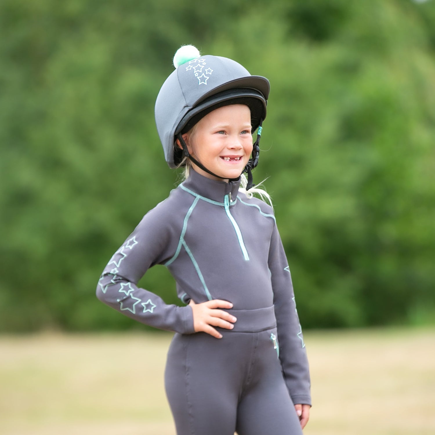 Hy Equestrian Stella Hat Cover #colour_charcoal-mint