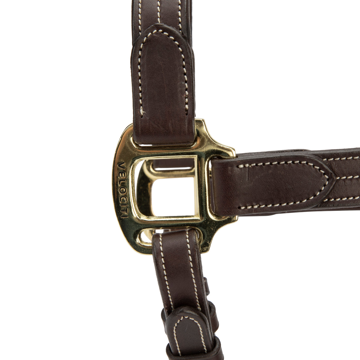 Shires Velociti Lusso Girona Leather Headcollar #colour_havana