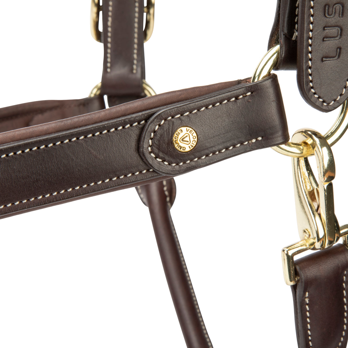 Shires Velociti Lusso Lorca Leather Headcollar #colour_havana