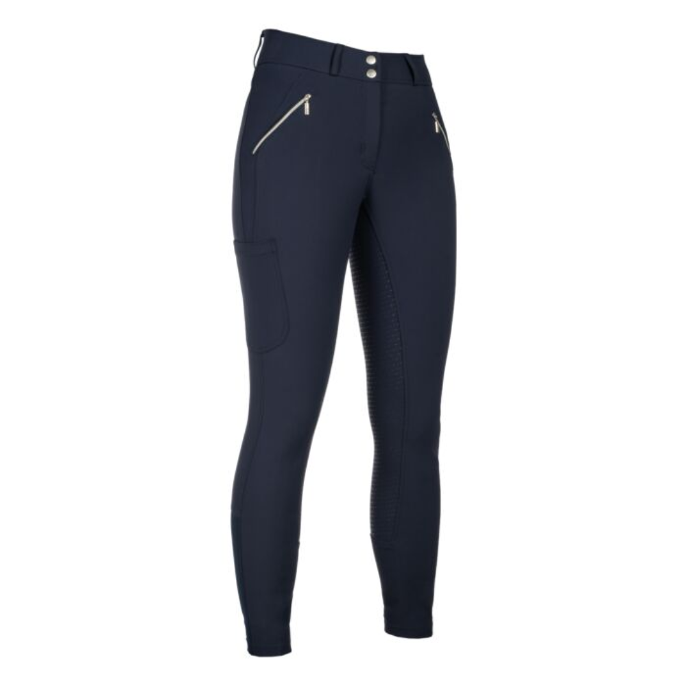 HKM Children's Silicone Full Seat Riding Breeches -Lia High Waist- #colour_deep-blue