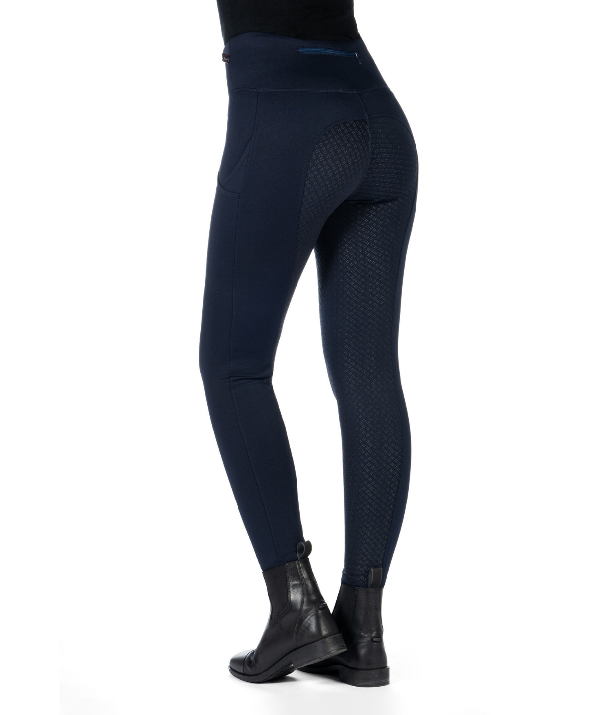 HKM Children's Silicone Full Seat Riding Tights -Cosy II- Style #colour_deep-blue