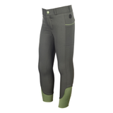 HKM Children's Silicone Full Seat Riding Breeches -Claire- #colour_grey-green