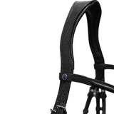 Stubben 2700 Pro-Jump Rope Noseband with Leather Snaffle Bridle #colour_black-black