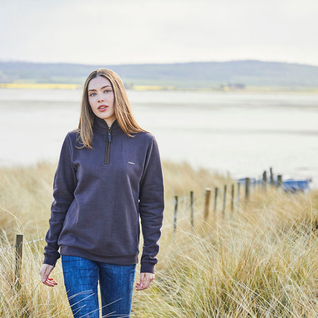 Women's Brancaster 1/4 Zip Top - Deep Bark