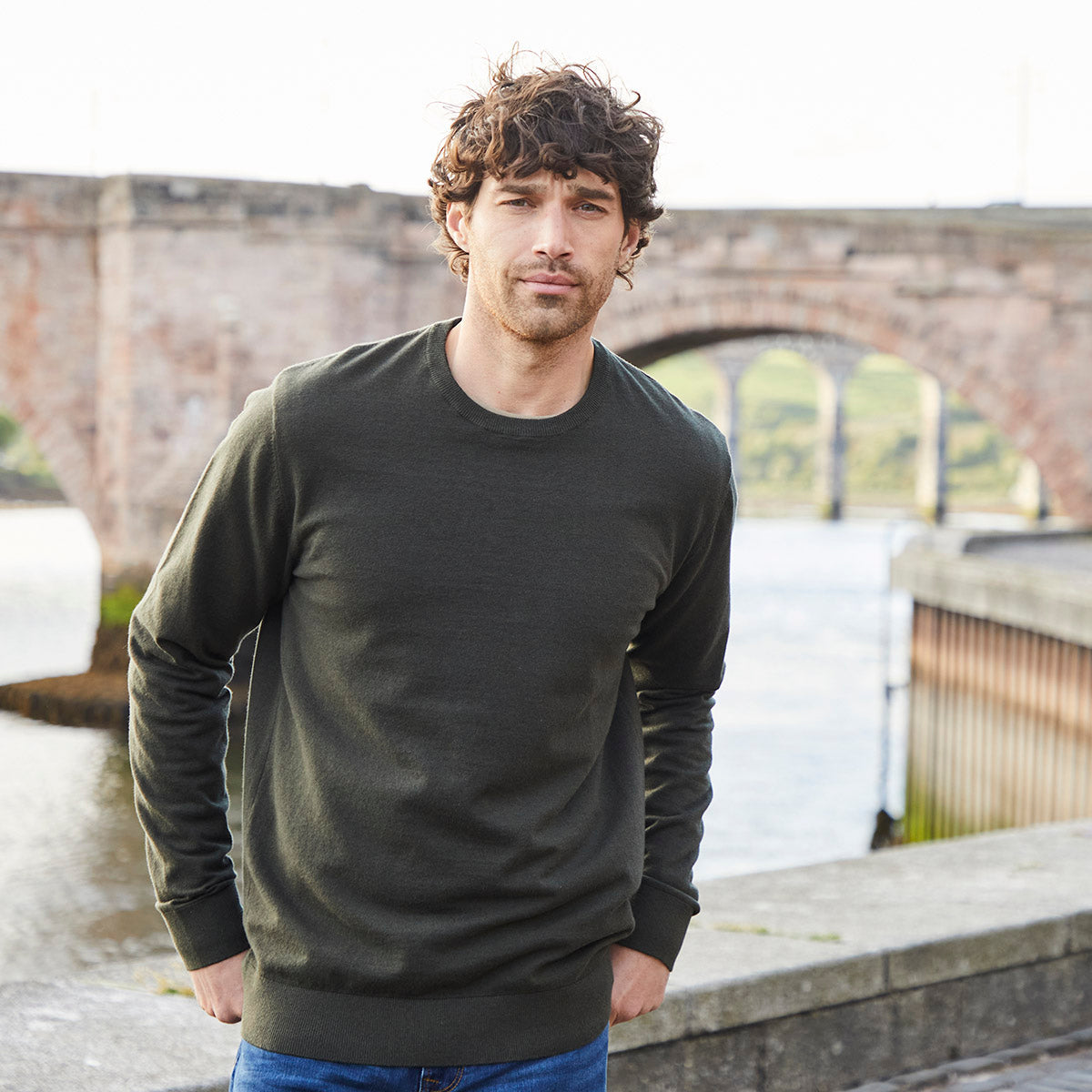 Men's Hartland Crew Knit - Deep Forest