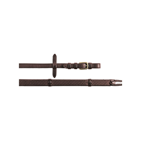 Equestro Reins For English Bridle With Brass-Plated Buckles #colour_brown