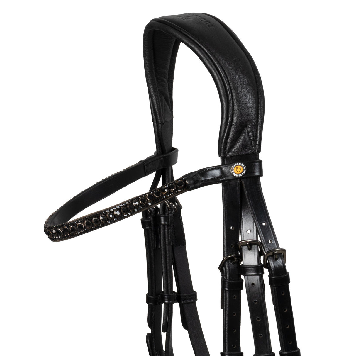 English leather bridle with glittery noseband