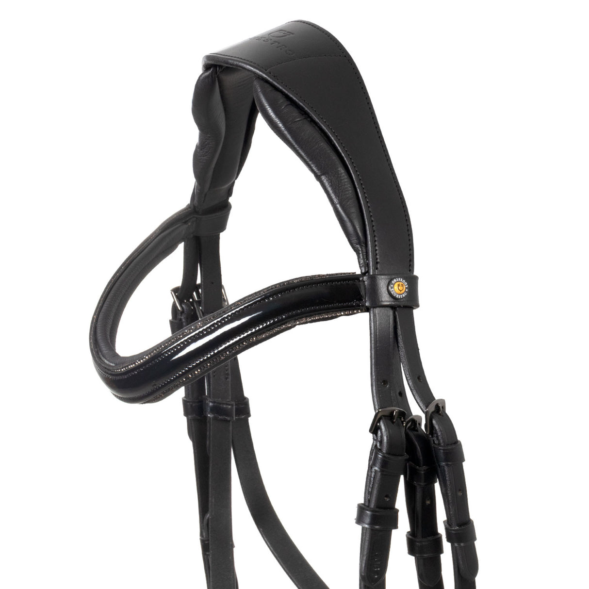 English bridle in polished leather with rhinestones