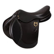 Equestro Earth Jumping Saddle In Double Leather With Embossed Logo #colour_brown