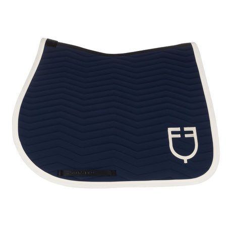 Equestro Wave Quilting Jumping Saddle Pad In Technical Fabric #colour_blue-white