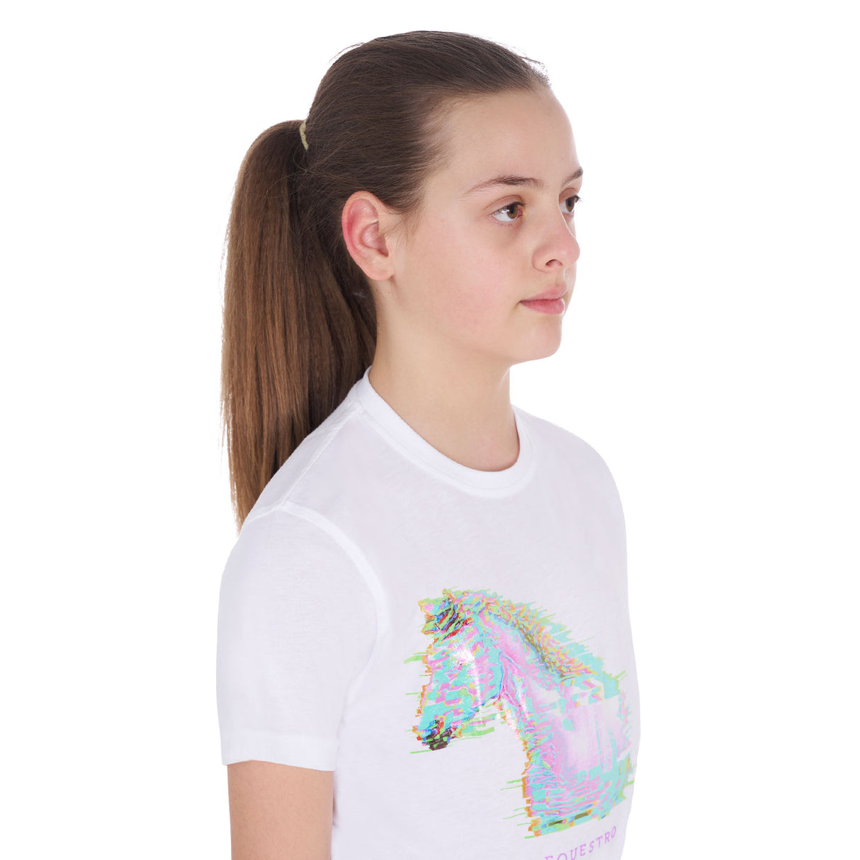 Equestro Girls' Slim Fit T-Shirt Interference Horse Print