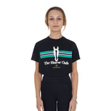Equestro Girls' Stripe Horse Club Cotton T-Shirt