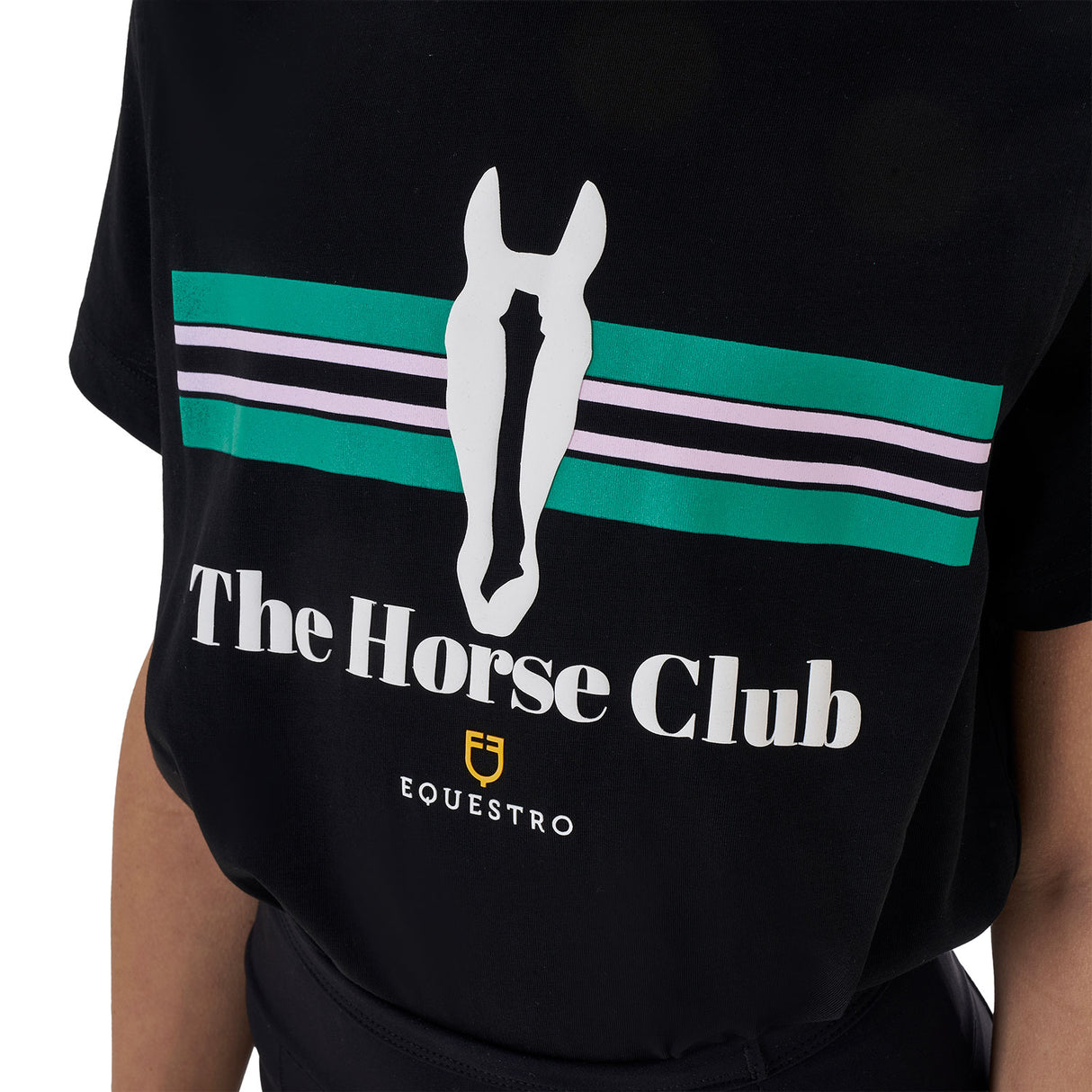 Equestro Girls' Stripe Horse Club Cotton T-Shirt