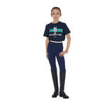 Equestro Girls' Stripe Horse Club Cotton T-Shirt