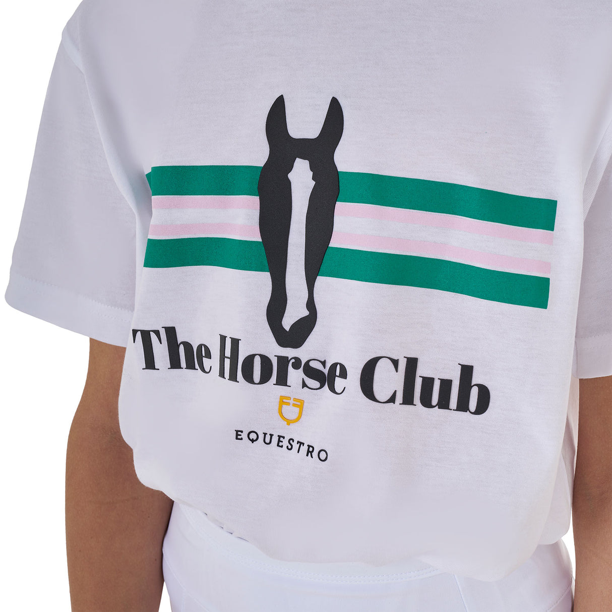 Equestro Girls' Stripe Horse Club Cotton T-Shirt