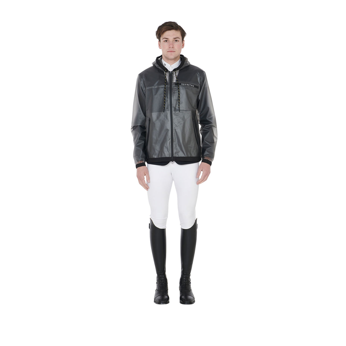 Equestro Men's Transparent Technical Raincoat #colour_grey