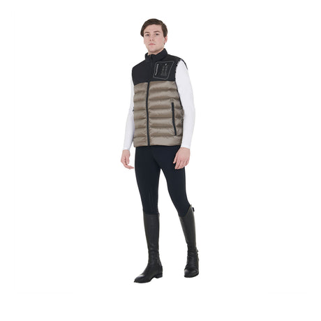 Equestro Men's Bi-Material Vest Silicone Patch #colour_black-brown