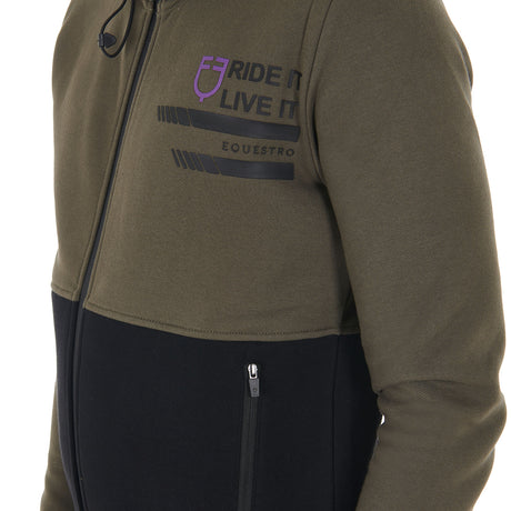 Equestro Men's Hooded Sweatshirt With Fleece Inside #colour_green