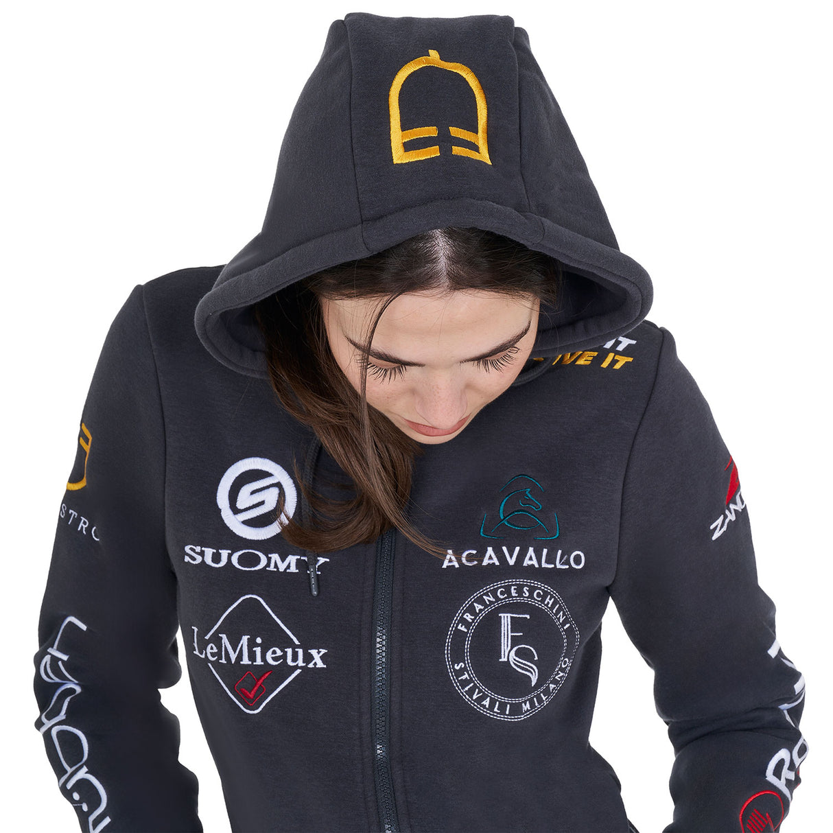 Equestro Women's 2024 Design Multi-Logo Hoodie #colour_grey