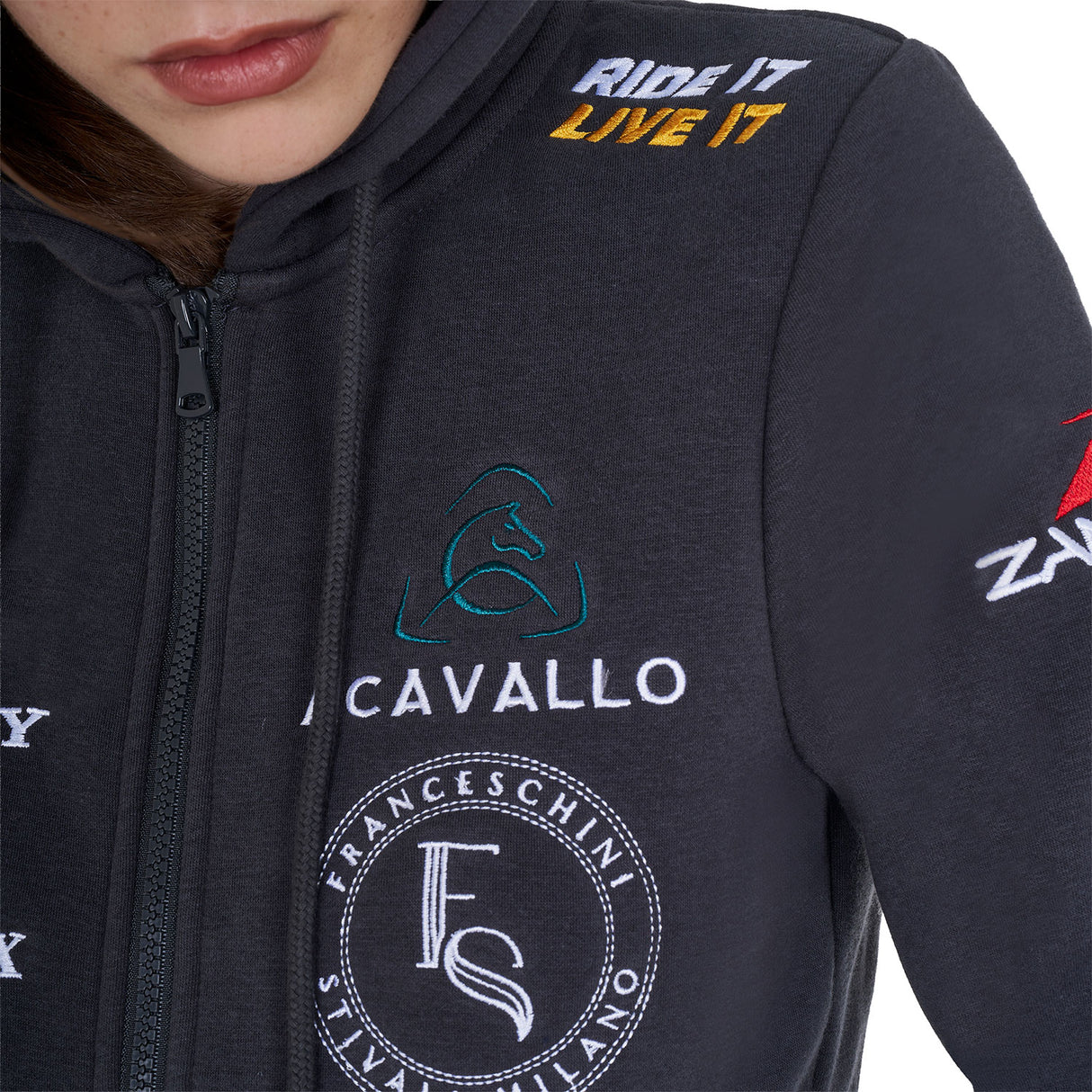 Equestro Women's 2024 Design Multi-Logo Hoodie #colour_grey