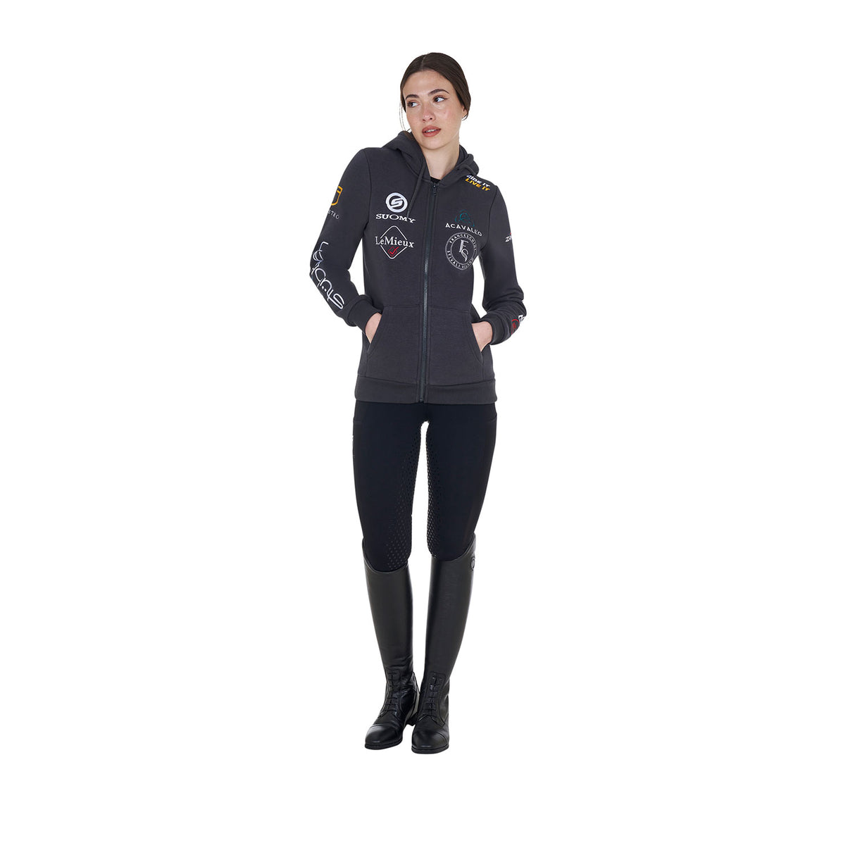 Equestro Women's 2024 Design Multi-Logo Hoodie #colour_grey