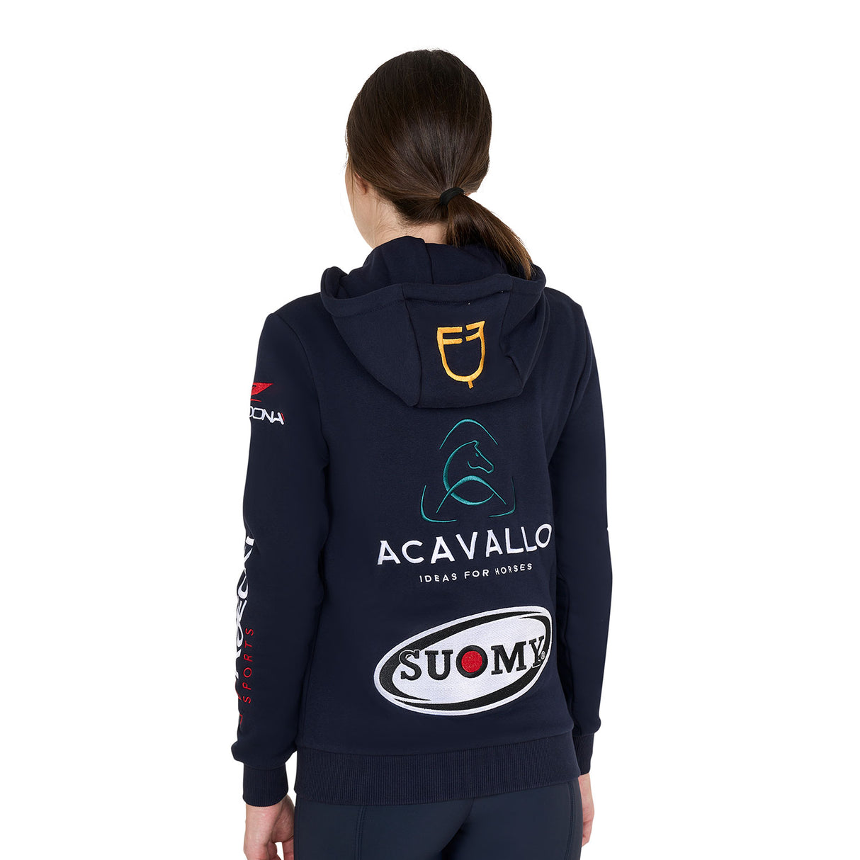 Equestro Women's 2024 Design Multi-Logo Hoodie #colour_blue