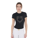 Women's slim fit T-shirt pink rhinestones