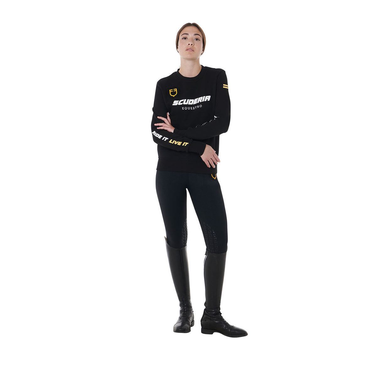 Equestro Scuderia Equestro Women's Crewneck Sweatshirt #colour_black