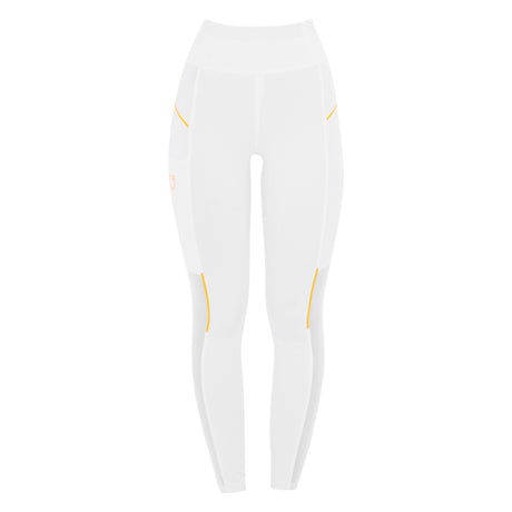 Equestro Women's Slim Fit Leggings with Micro Mesh Inserts #colour_white