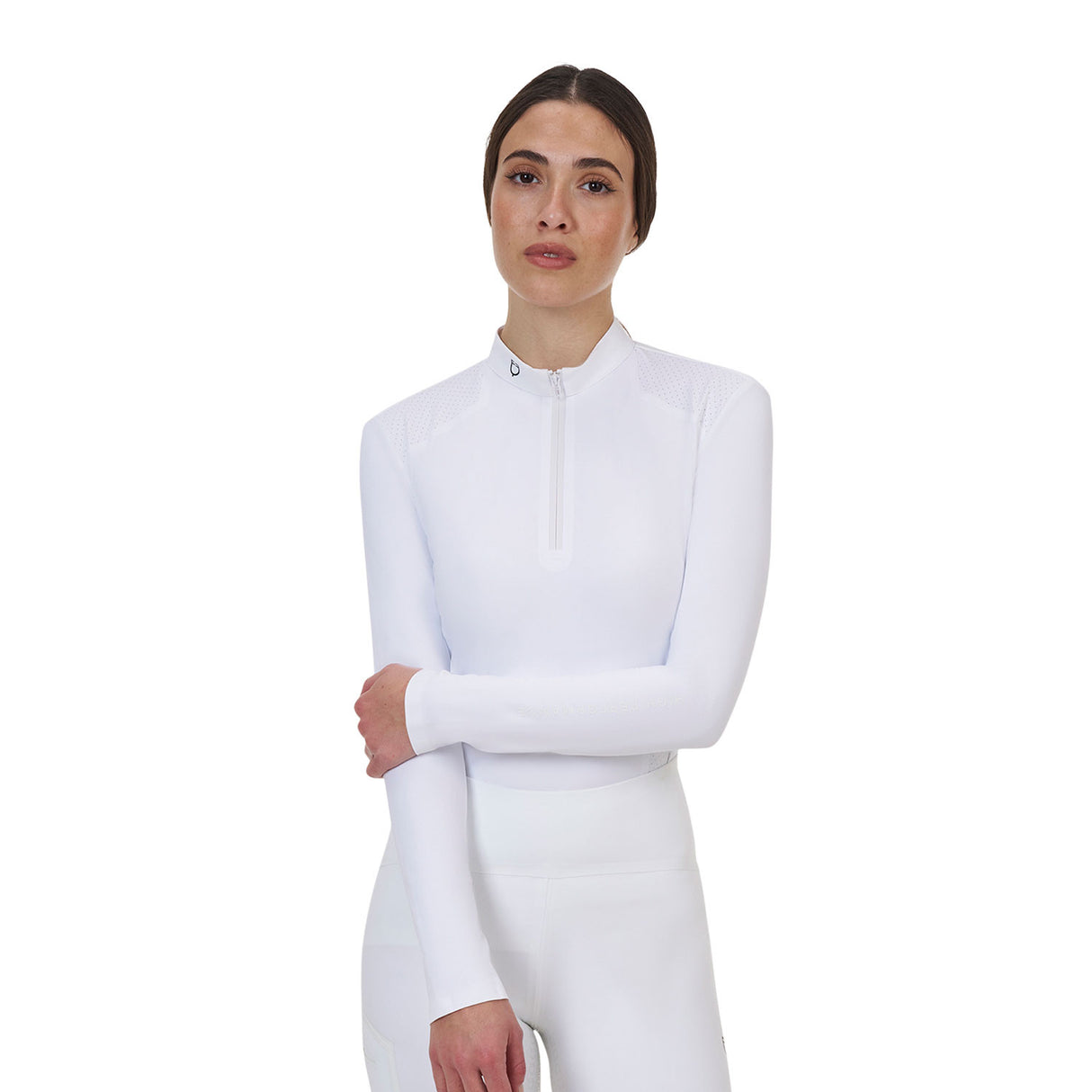 Equestro Ridertechnology women's competition polo shirt long sleeves and zip