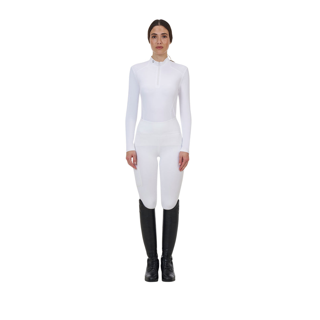 Equestro Ridertechnology women's competition polo shirt long sleeves and zip