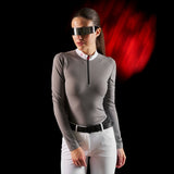 Equestro Ridertechnology women's competition polo shirt long sleeves and zip
