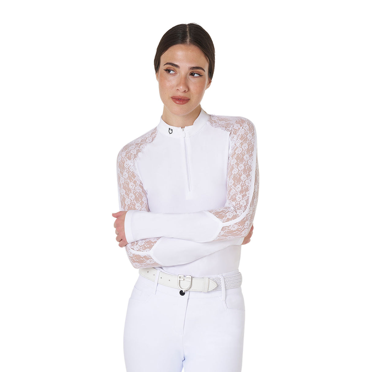 Women's lace long-sleeved training polo shirt