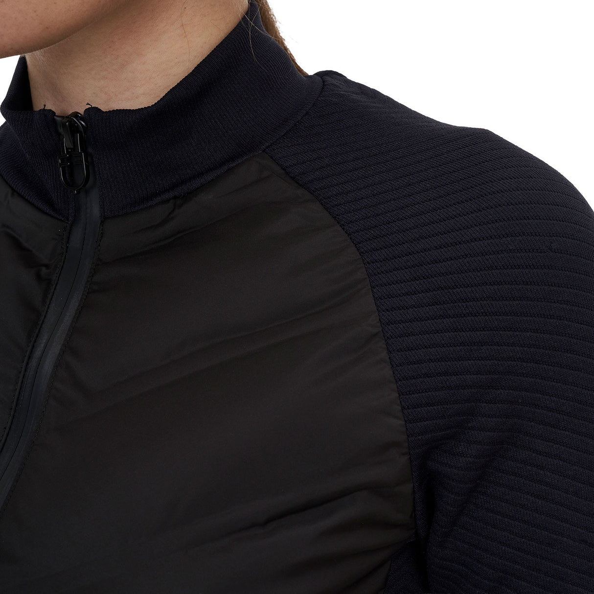 WOMEN'S RIDERTECHNOLOGY FULL ZIP HIBRYD NYLON+KNIT QUILTED JACKET