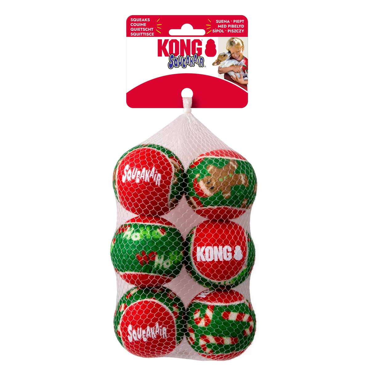 KONG Holiday SqueakAir Balles Pack de 6